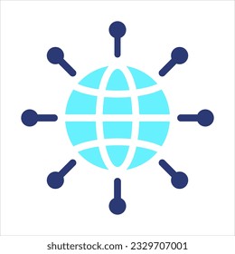 Digital technology, social network, global connect, simple business logo. Black icon on white background