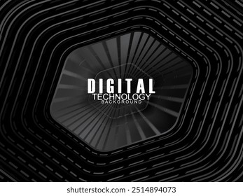 Digital technology speed connect black background, cyber nano information, abstract communication, future technology data innovation, internet network connection, AI big data, Hexagon illustration.