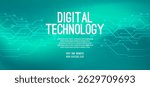 Digital technology speed connect blue green background, cyber nano information, abstract communication, innovation future tech data, internet network connection, Ai big data, line dot illustration 3d