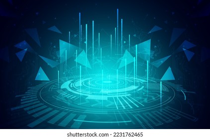 Digital technology speed connect blue green background, cyber reactor power, abstract information communication, Ai big data innovation future tech, internet network connection, illustration 3d vector