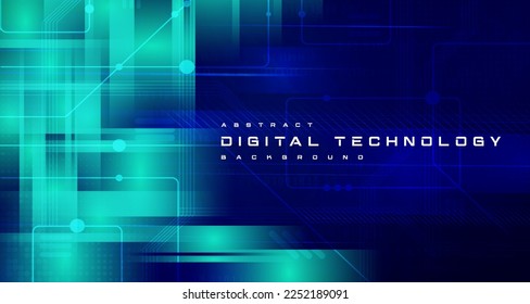 Digital technology speed connect blue green background, abstract polygon cyber information communication, innovation future tech, internet network connection, Ai big data, line dot illustration vector