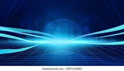 Digital technology speed connect blue green background, cyber nano information, abstract communication, innovation future tech data, internet network connection, Ai big data, line dot illustration 3d