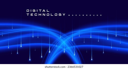 Digital technology speed connect blue background, cyber nano information, abstract communication, innovation future tech data, internet network connection, Ai big data, line dot illustration 3d vector