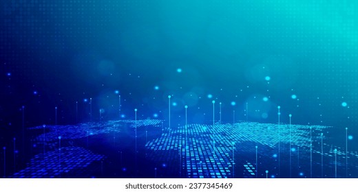 Digital technology speed connect blue green background, cyber nano information, abstract communication, innovation future tech data, internet network connection, Ai big data, line dot illustration 3d