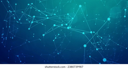 Digital technology speed connect blue green background, cyber nano information, abstract communication, innovation future tech data, internet network connection, Ai big data, lines dots illustration