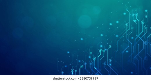 Digital technology speed connect blue green background, cyber nano information, abstract communication, innovation future tech data, internet network connection, Ai big data, lines dots illustration