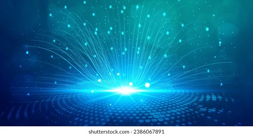 Digital technology speed connect blue green background, cyber nano information, abstract communication, innovation future tech data, internet network connection, Ai big data, line dot illustration 3d