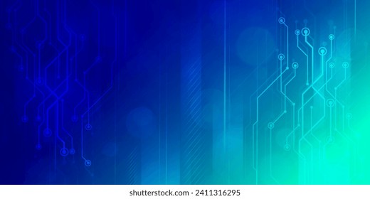 Digital technology speed connect blue green background, cyber nano information, abstract communication, innovation future tech data, internet network connection, Ai big data, line dot illustration