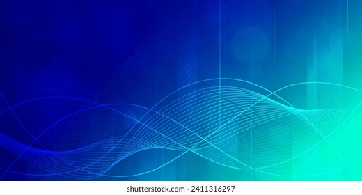 Velocidad de la tecnología digital conectar fondo verde azul, información de nano cibernético, comunicación abstracta, innovación datos tecnológicos futuros, conexión de red de internet, Ai big data, ilustración de punto de línea
