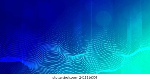 Digital technology speed connect blue green background, cyber nano information, abstract communication, innovation future tech data, internet network connection, Ai big data, line dot illustration