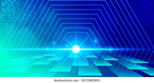 Digital technology speed connect blue green background, cyber nano information, abstract communication, innovation future tech data, internet network connection, Ai big data, line dot illustration