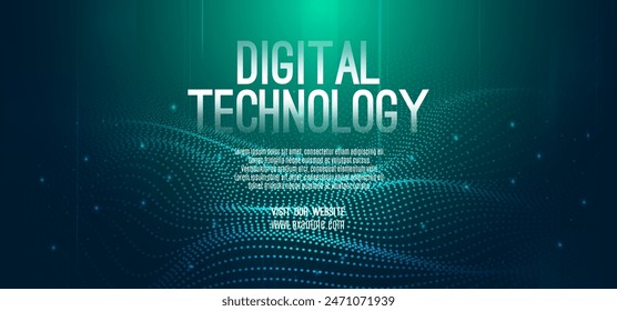 Digital technology speed connect blue green background, cyber nano information, abstract communication, innovation future tech data, internet network connection, Ai big data, line dot illustration 3d