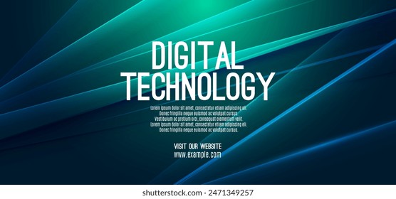 Digitale Technologie Speed Connect Blue Green Hintergrund, Cyber-Nano-Informationen, abstrakte Kommunikation, Innovation Future Tech Daten, Internet-Netzwerkanschluss, Ai Big Data, Line Dot Illustration 3D