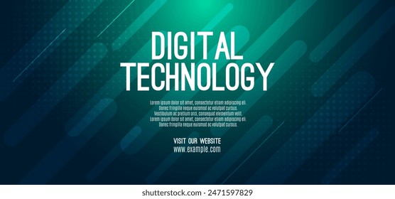 Digital technology speed connect blue green background, cyber nano information, abstract communication, innovation future tech data, internet network connection, Ai big data, line dot illustration