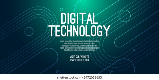 Digital technology speed connect blue green background, cyber nano information, abstract communication, innovation future tech data, internet network connection, Ai big data, line dot illustration