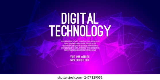 Digital technology speed connect blue purple background, cyber nano information, abstract communication, innovation future tech data, internet network connection, Ai big data, line dot illustration