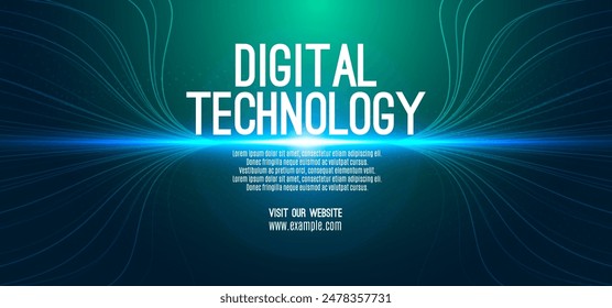 Digital technology speed connect blue green background, cyber nano information, abstract communication, innovation future tech data, internet network connection, Ai big data, line dot illustration