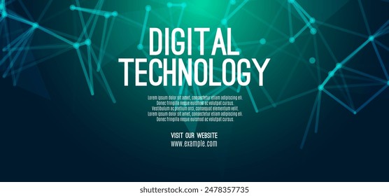 La velocidad de la tecnología digital conecta el fondo verde azul, información del nano cibernético, comunicación abstracta, datos tecnológicos futuros de la innovación, conexión de la red de Internet, grandes datos de Ai, ilustración del punto de la línea