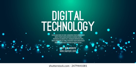 Digital technology speed connect blue green background, cyber nano information, abstract communication, innovation future tech data, internet network connection, Ai big data, line dot illustration