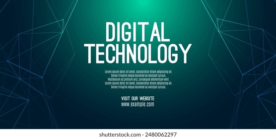 Digital technology speed connect blue green background, cyber nano information, abstract communication, innovation future tech data, internet network connection, Ai big data, line dot illustration