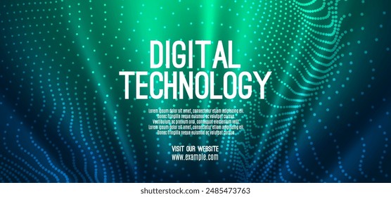 Digital technology speed connect blue green background, cyber nano information, abstract communication, innovation future tech data, internet global network connection, Ai big data, illustration 3d