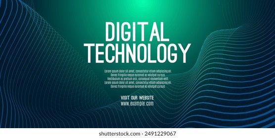 Digital technology speed connect blue green background, cyber nano information, abstract communication, innovation future tech data, internet network connection, Ai big data, line dot illustration