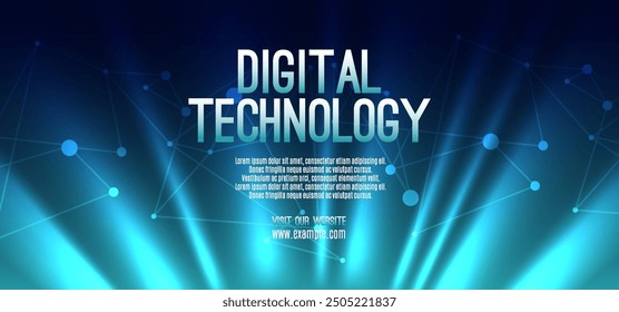 Digital technology speed connect blue green background, cyber nano information, abstract communication, innovation future tech data, internet network connection, Ai big data, line dot illustration 3d