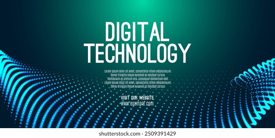 La velocidad de la tecnología digital conecta el fondo verde azul, información nano cibernética, comunicación abstracta, innovación, datos tecnológicos futuros, conexión de red de Internet, datos grandes de IA, ilustración de puntos de línea 3d
