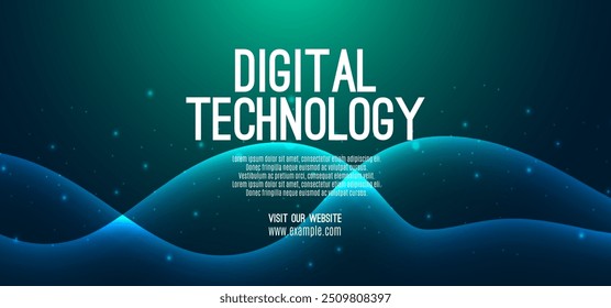 Digital technology speed connect blue green background, cyber nano information, abstract communication, innovation future tech data, internet network connection, Ai big data, line dot illustration 3d