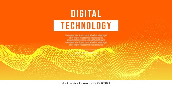 Tecnologia digital velocidade conectar fundo laranja azul, informações cibernano, comunicação abstrata, inovação futuro dados tecnológicos, conexão de rede de internet, Ai big data, linha ponto ilustração 3D