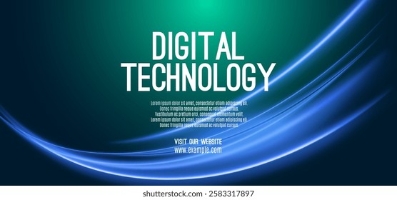 Digital technology speed connect blue green background, cyber nano information, abstract communication, innovation future tech data, internet network connection, Ai big data, line dot illustration