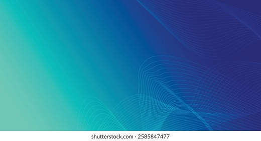 Digital technology speed connect blue green background, cyber nano information, abstract communication, innovation future tech data, internet network connection, vector line illustration