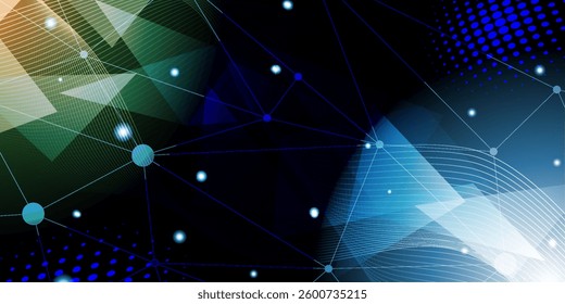 Digital technology speed connect blue green background, cyber nano information, abstract communication, innovation future tech data, internet network connection, Ai big data, line dot illustration
