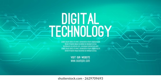 Digital technology speed connect blue green background, cyber nano information, abstract communication, innovation future tech data, internet network connection, Ai big data, line dot illustration 3d