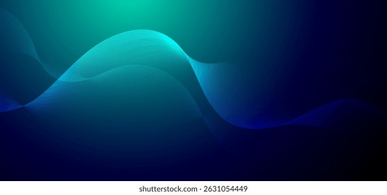 Digital technology speed connect blue green background, cyber nano information, abstract communication, innovation future tech data, internet network connection, Ai big data, line dot illustration