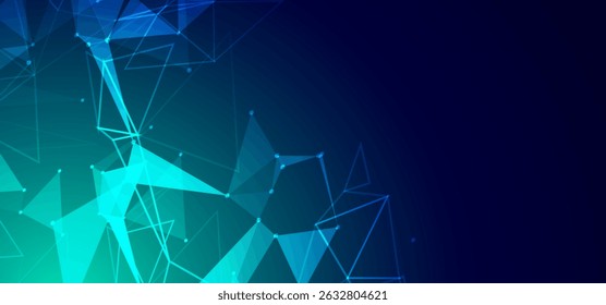 Digital technology speed connect blue green background, cyber nano information, abstract communication, innovation future tech data, internet network connection, Ai big data, line dot illustration