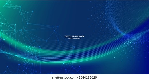 La velocidad de la tecnología digital conecta el fondo verde azul, información nano cibernética, comunicación abstracta, innovación datos tecnológicos futuros, Vector eps10