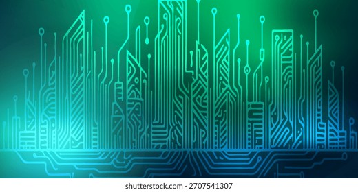 La velocidad de la tecnología digital conecta el fondo verde azul, información nano cibernética, comunicación abstracta, innovación datos tecnológicos futuros, conexión de red global de Internet, Ai big data, ilustración 3d