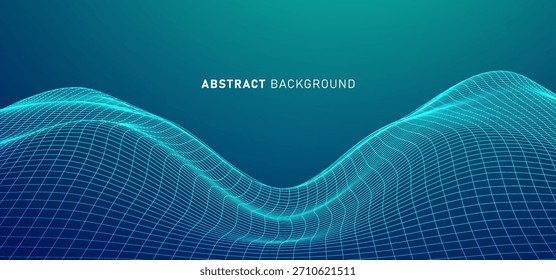 Digital technology speed connect blue green background, cyber nano information, abstract communication, innovation future tech data, internet network connection, Ai big data, line dot illustration 3d