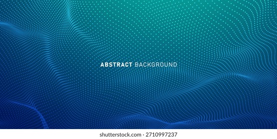 La velocidad de la tecnología digital conecta el fondo verde azul, información nano cibernética, comunicación abstracta, innovación, datos tecnológicos futuros, conexión de red de Internet, datos grandes de IA, ilustración de puntos de línea 3d