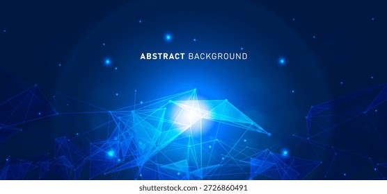 Digital technology speed connect blue background, cyber nano information, map abstract communication, innovation future tech data, internet network connection, Ai big data, line dot illustration 3d