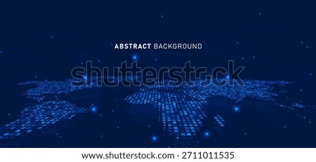 Digital technology speed connect blue background, cyber nano information, abstract communication, map innovation future tech data, internet network connection, Ai big data, line dot illustration 3d