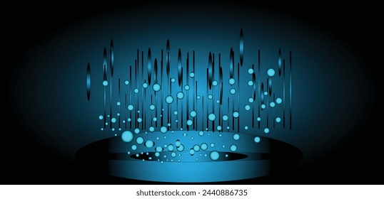 Digital technology speed connect light blue black background. Abstract technology vertical motion style concept. Particle connection background design with black and blue lights. vector illustration.