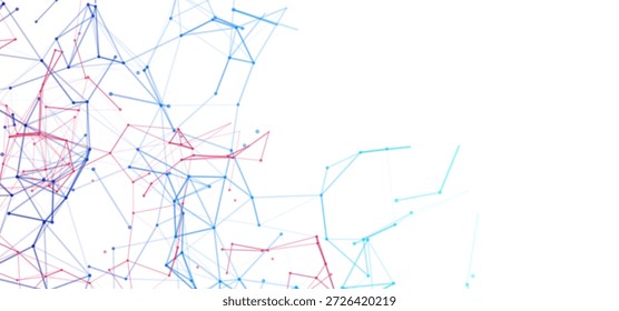 Digital technology speed connect white background, cyber nano information, abstract communication, innovation future tech data, internet network connection, Ai big data, blue line dot illustration 3d