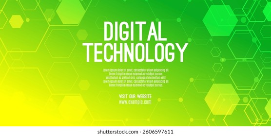 Digital technology speed connect yellow green background, cyber nano information, abstract communication, innovation future tech data, internet network connection, Ai big data, line dot illustration