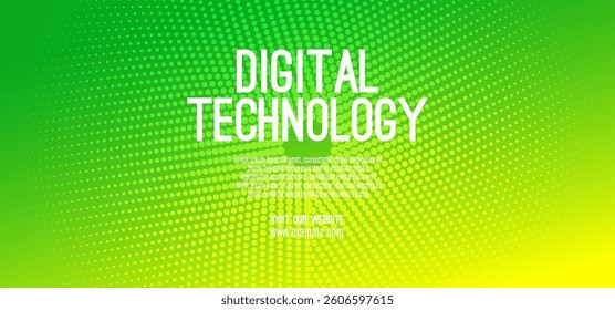 Digital technology speed connect yellow green background, cyber nano information, abstract communication, innovation future tech data, internet network connection, Ai big data, line dot illustration