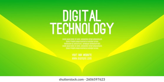 Digital technology speed connect yellow green background, cyber nano information, abstract communication, innovation future tech data, internet network connection, Ai big data, line dot illustration