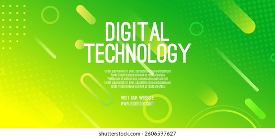 Digital technology speed connect yellow green background, cyber nano information, abstract communication, innovation future tech data, internet network connection, Ai big data, line dot illustration