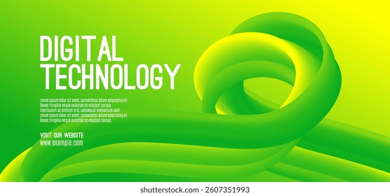 Digital technology speed connect yellow green background, cyber nano information, abstract communication, innovation future tech data, internet network connection, Ai big data, line dot illustration