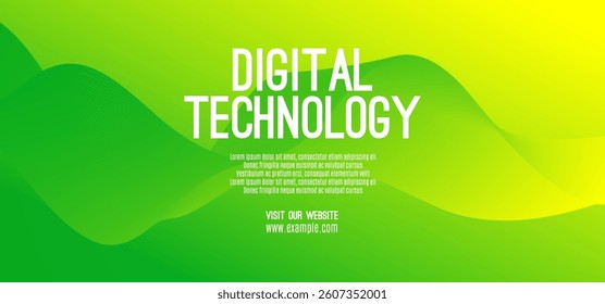 Digital technology speed connect yellow green background, cyber nano information, abstract communication, innovation future tech data, internet network connection, Ai big data, line dot illustration